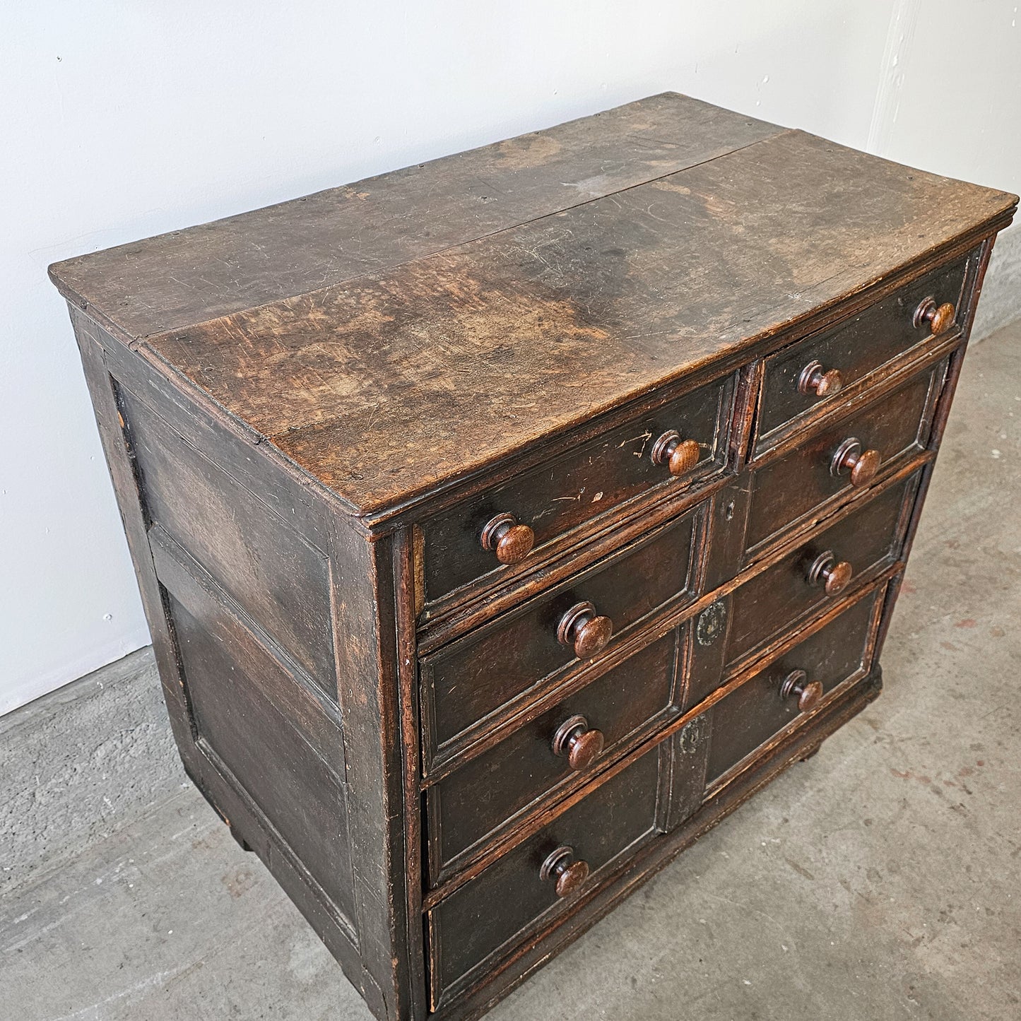Antique 18th Century Dark Oak Chest of Drawers Dresser