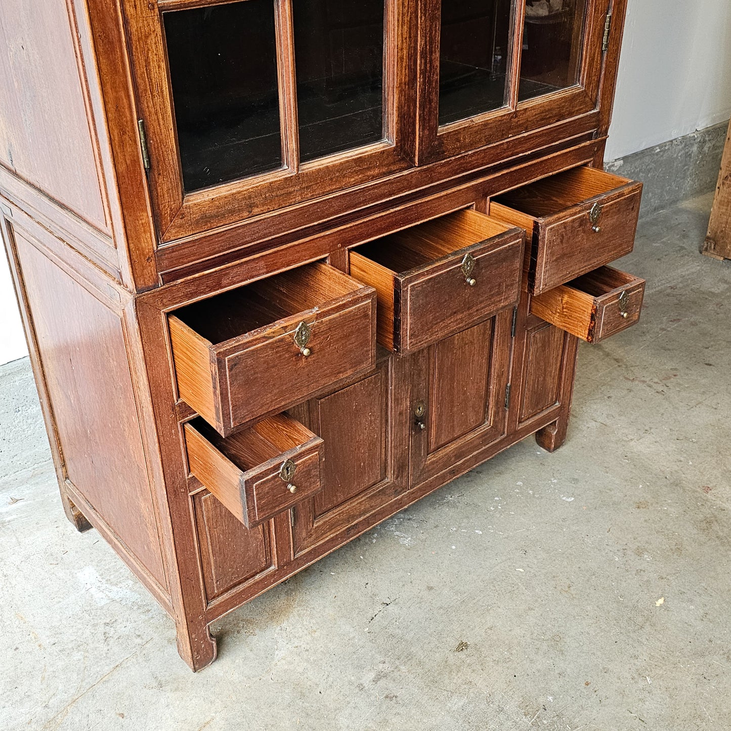 Vintage Indonesian Hutch with glass doors