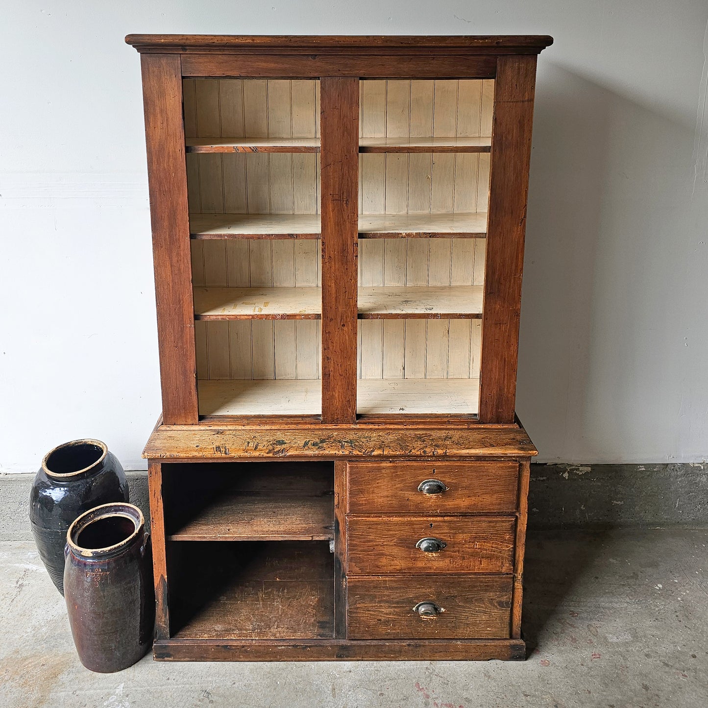 Antique farmhouse hutch cabinet
