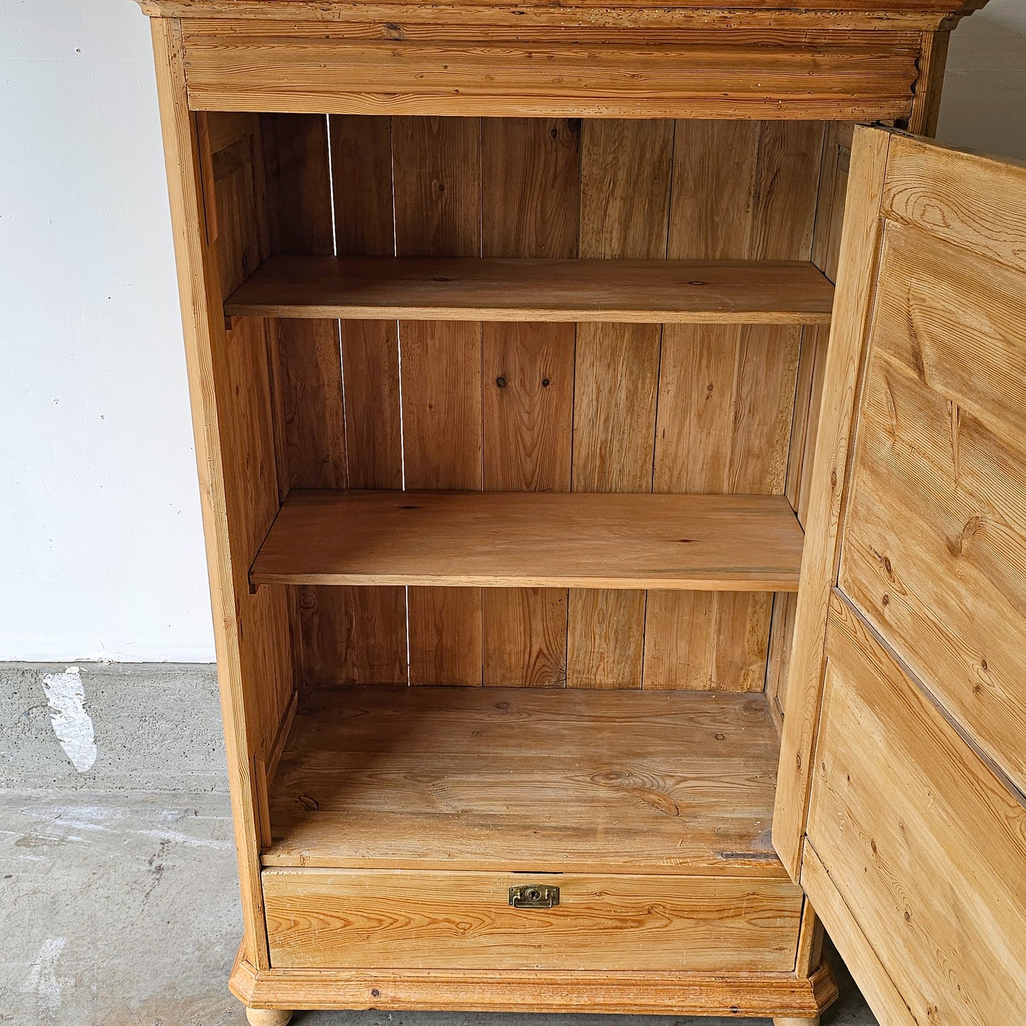 Antique Dutch Pine Cupboard with Drawer