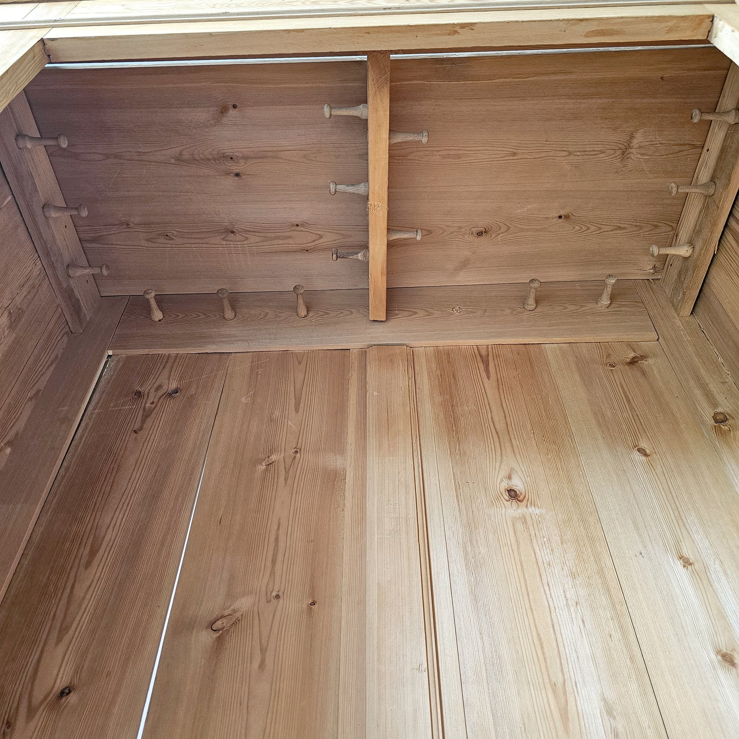 Antique pine single-door armoire cabinet