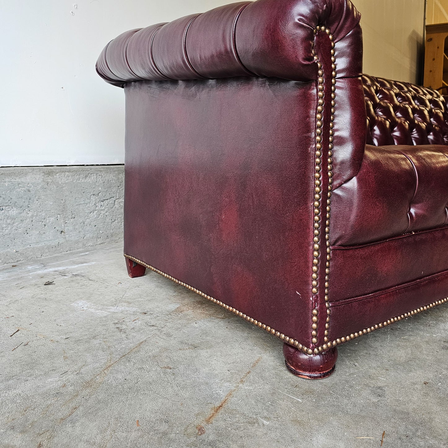Vintage 1970's tufted chesterfield leather sofa
