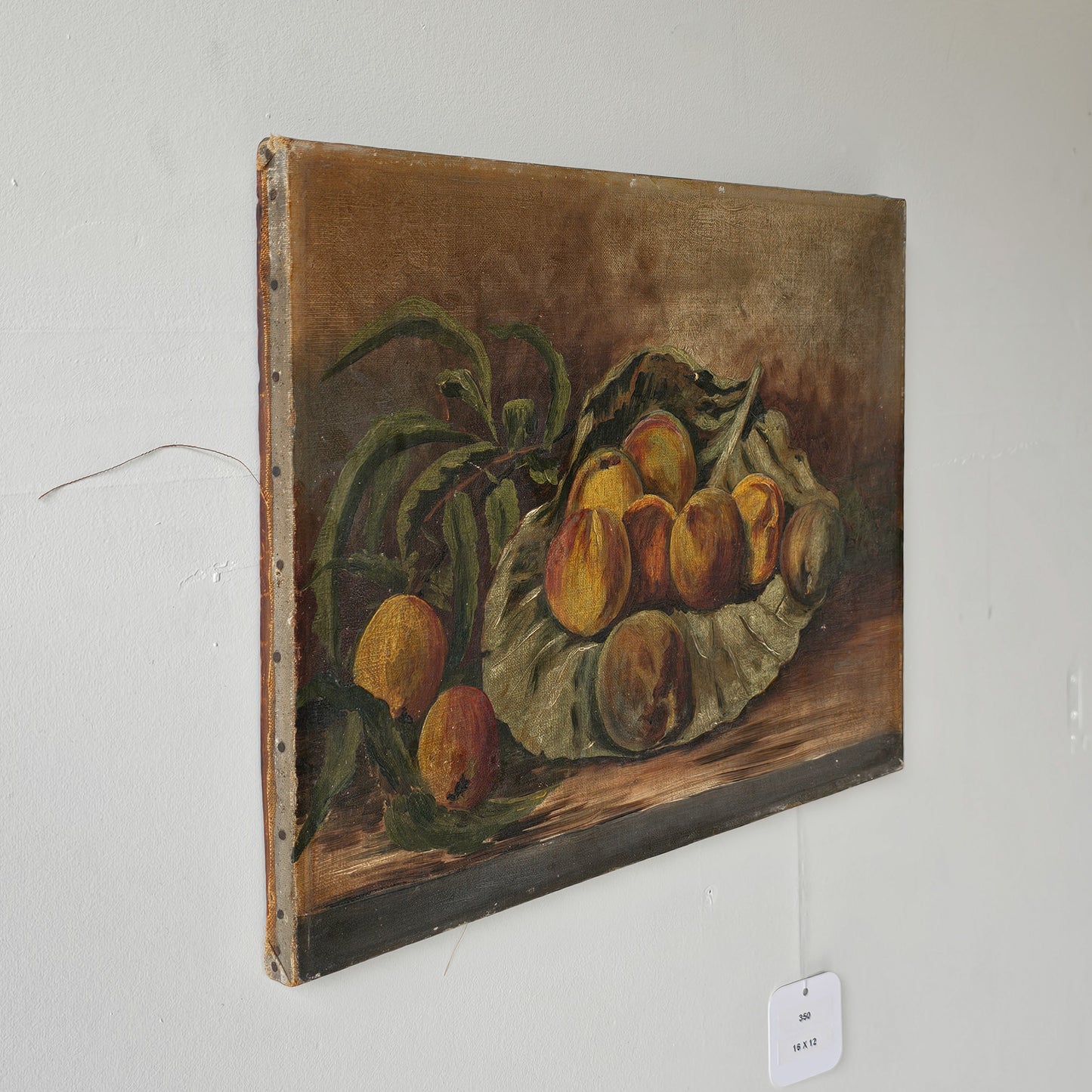 Antique still life oil painting- peaches