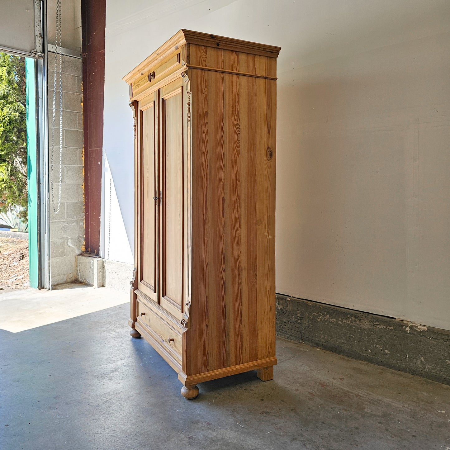 Antique pine armoire wardrobe