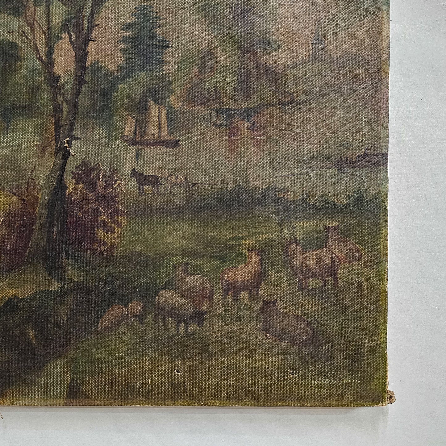 Antique Landscape Oil Painting on Canvas