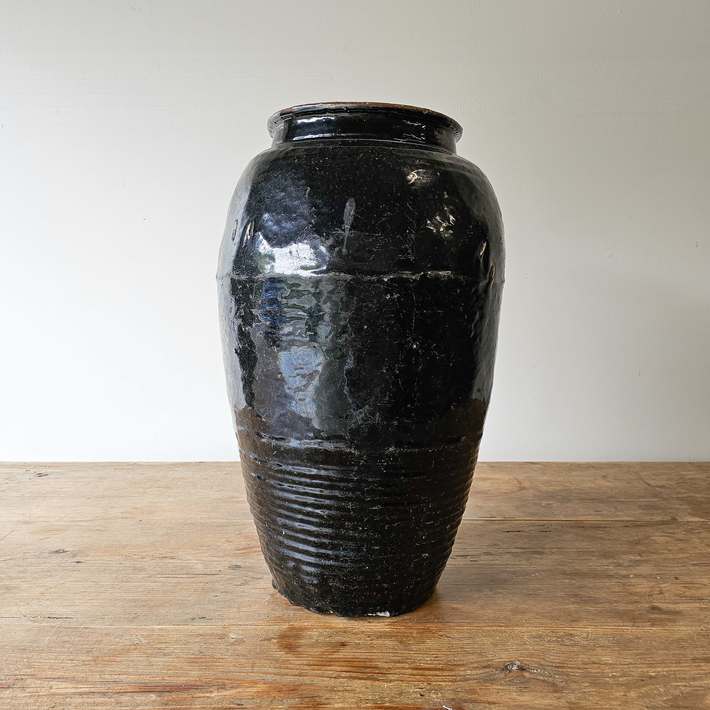Vintage Japanese Black Clay Vase