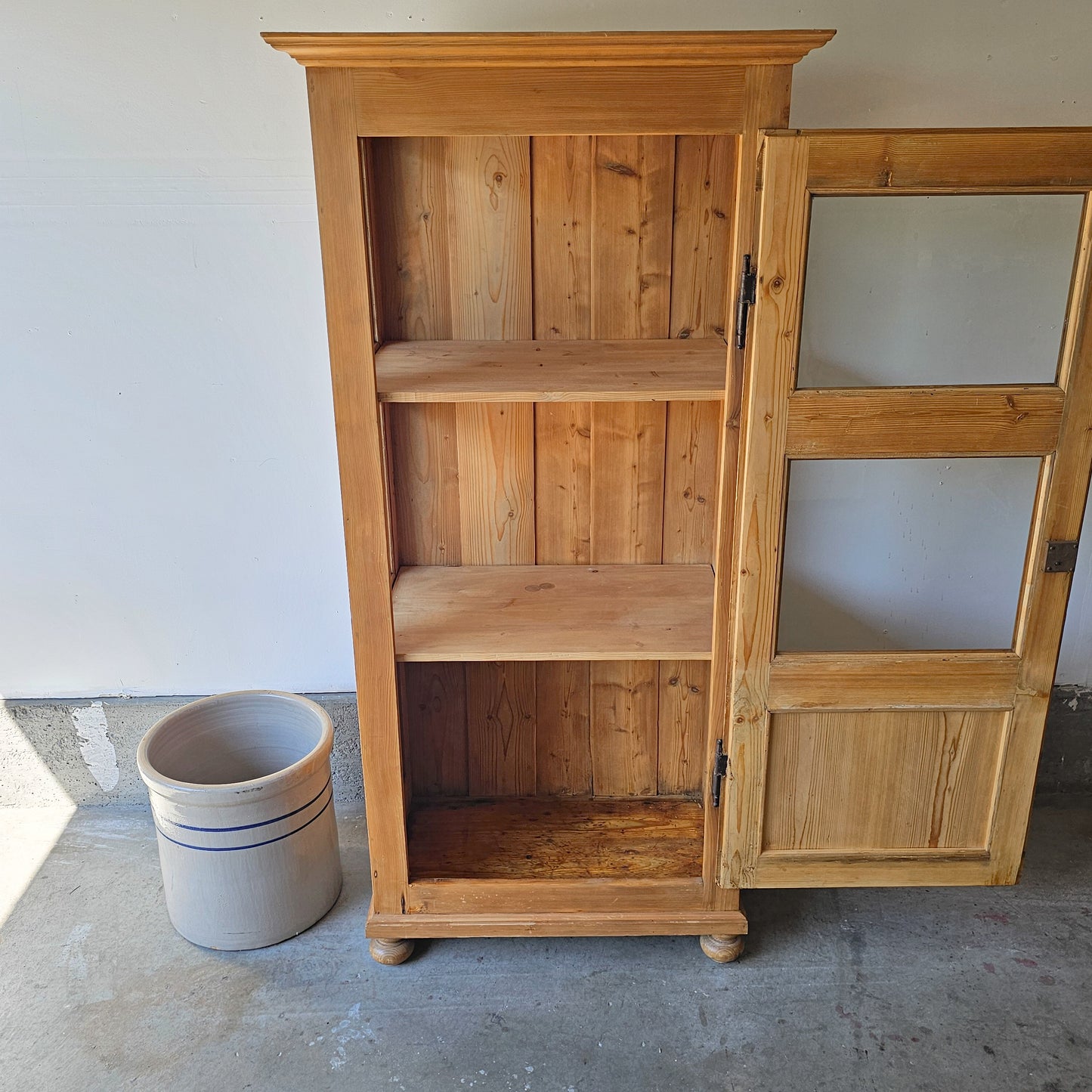 Antique pine curio cabinet