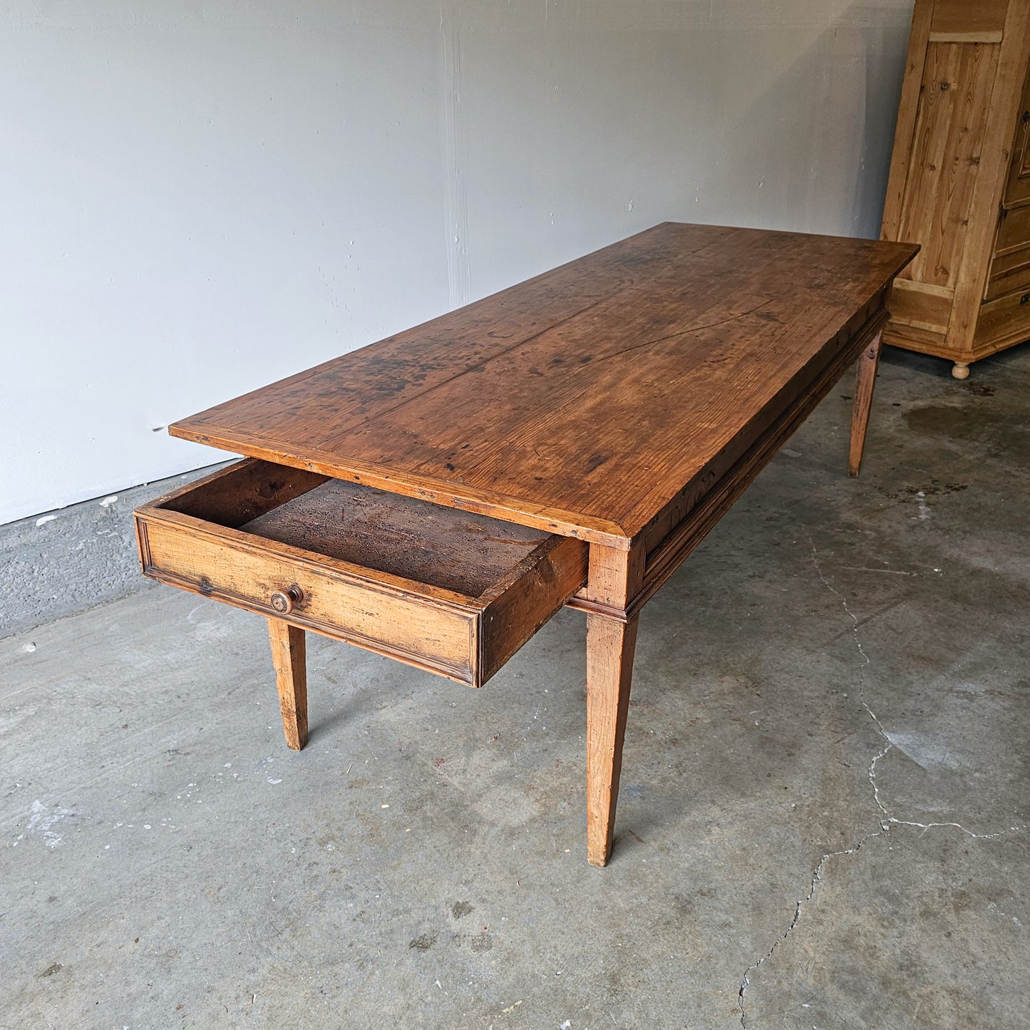 Antique French Farmhouse Table with Drawers