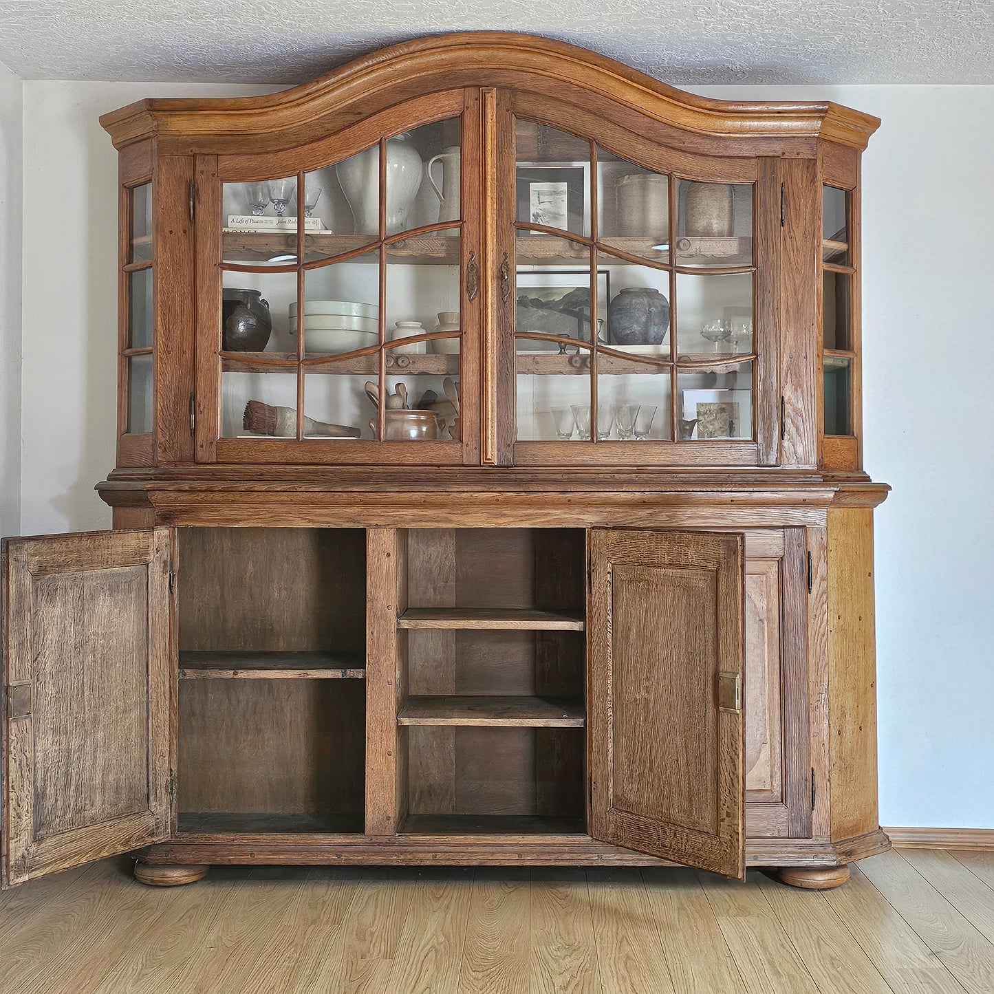 Antique 18th Century German Baroque Oak Hutch Cabinet