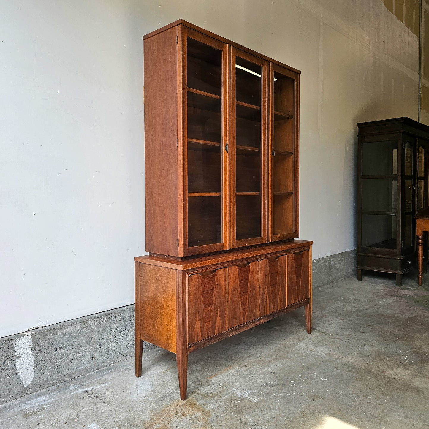 Vintage Mid-Century Modern two piece hutch
