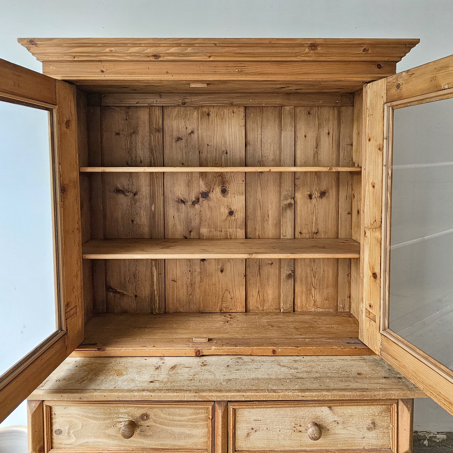 Antique European pine hutch