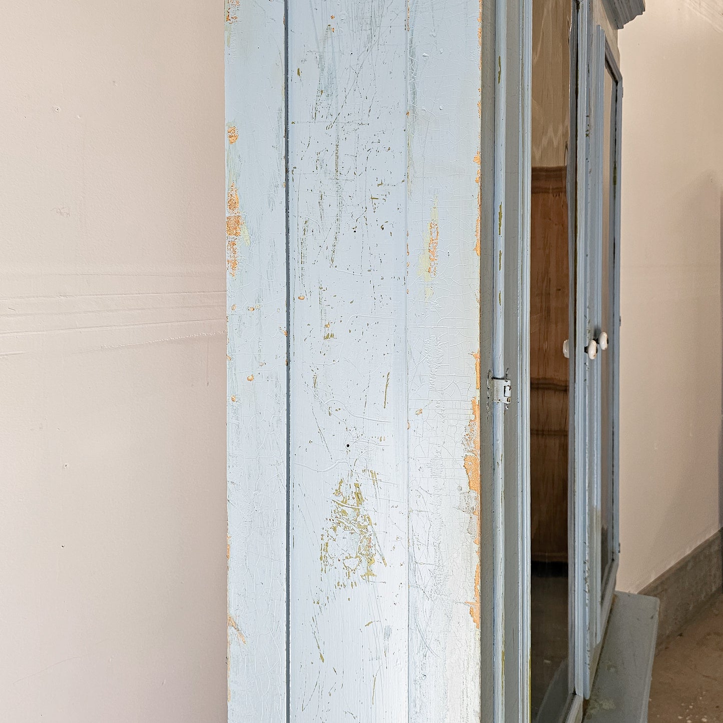 Antique painted blue hutch