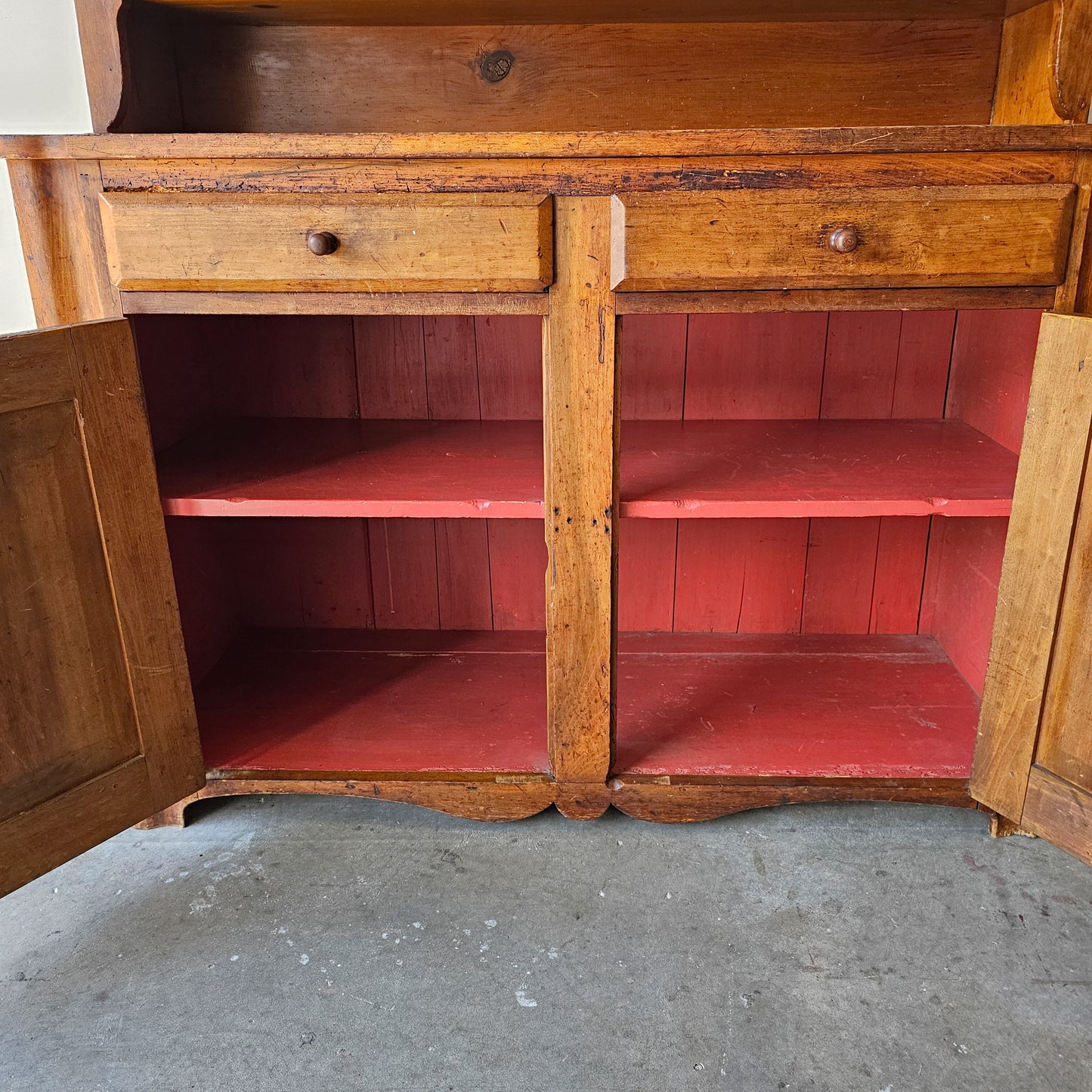 Antique American Pine Hutch with glass doors