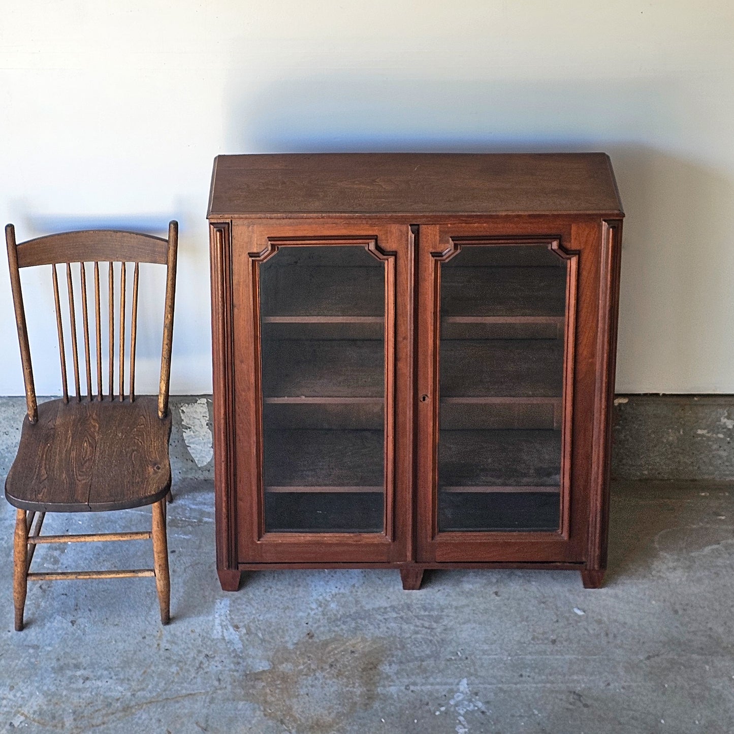 Antique Mahogany Glass-Front Bookcase