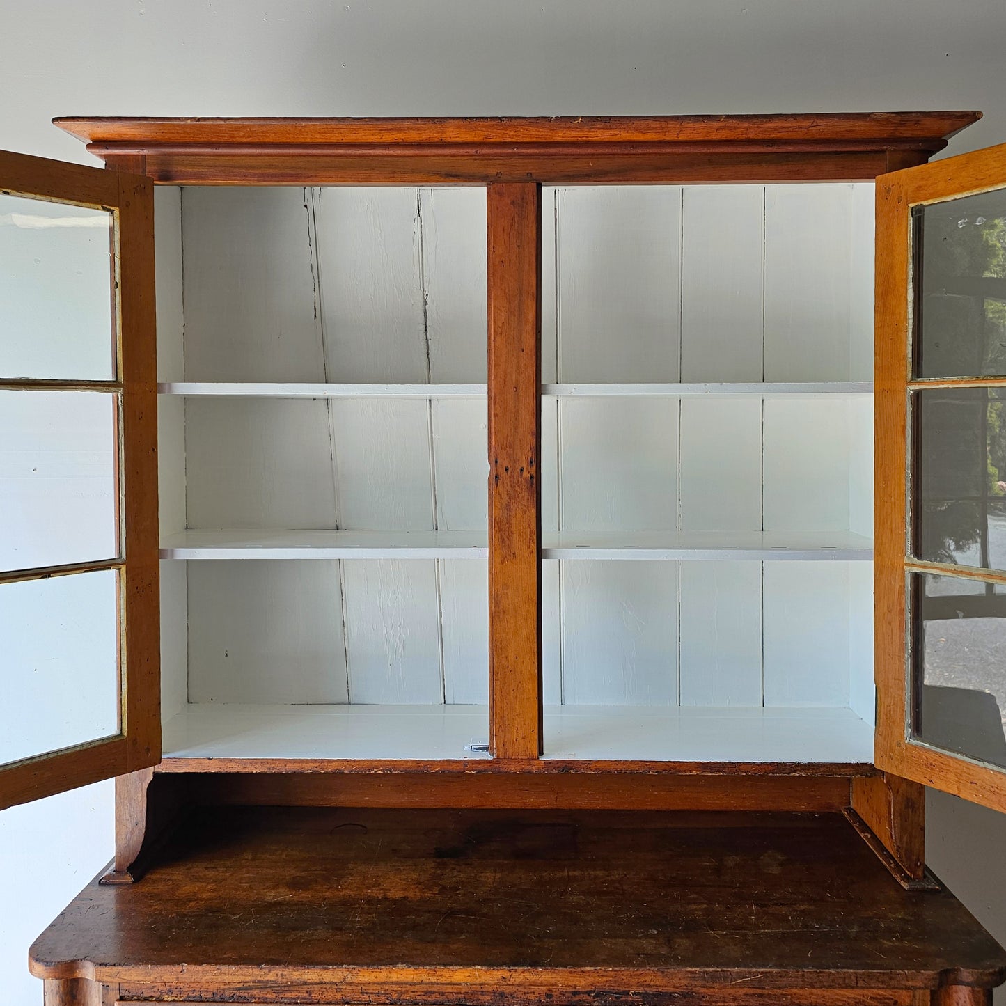 Antique American Pine Hutch with glass doors