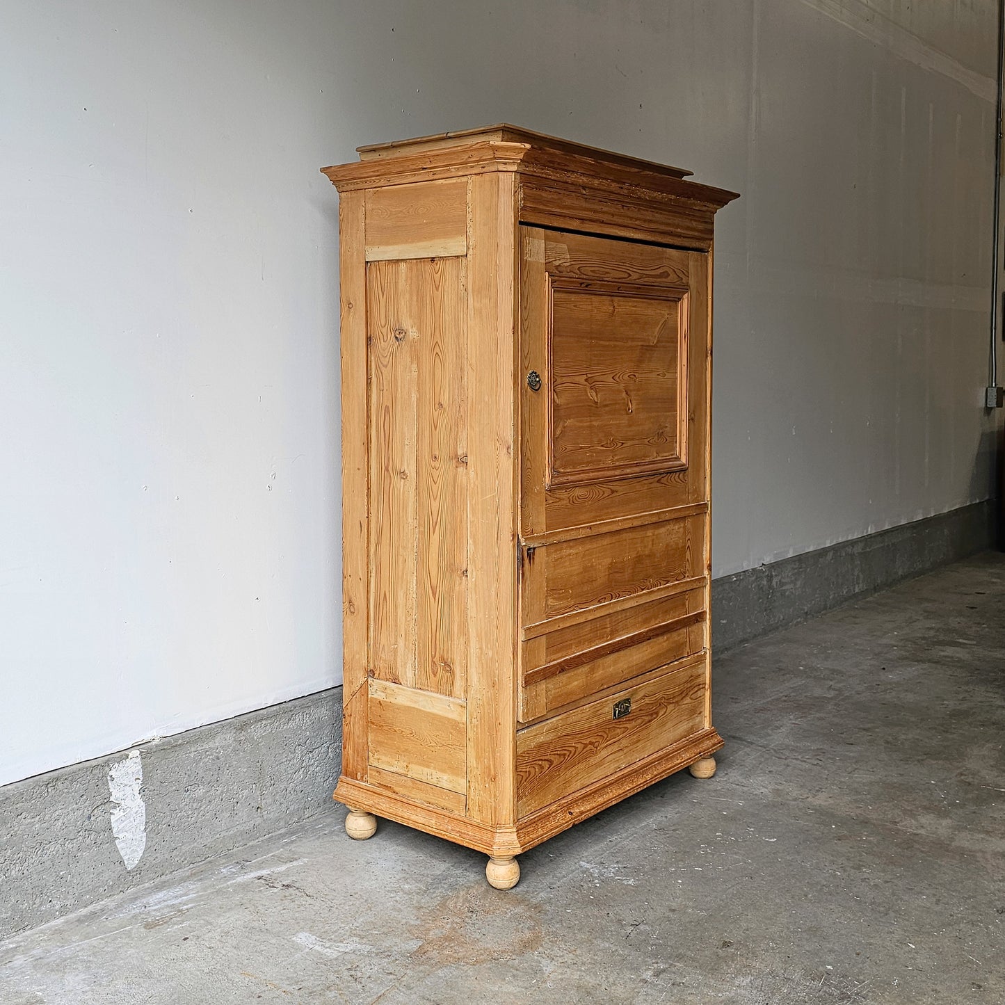 Antique Dutch Pine Cupboard with Drawer