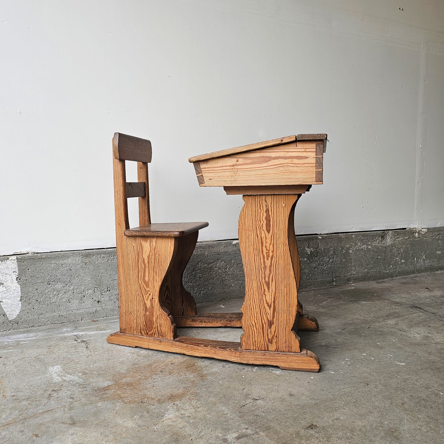 Antique pine children’s school desk