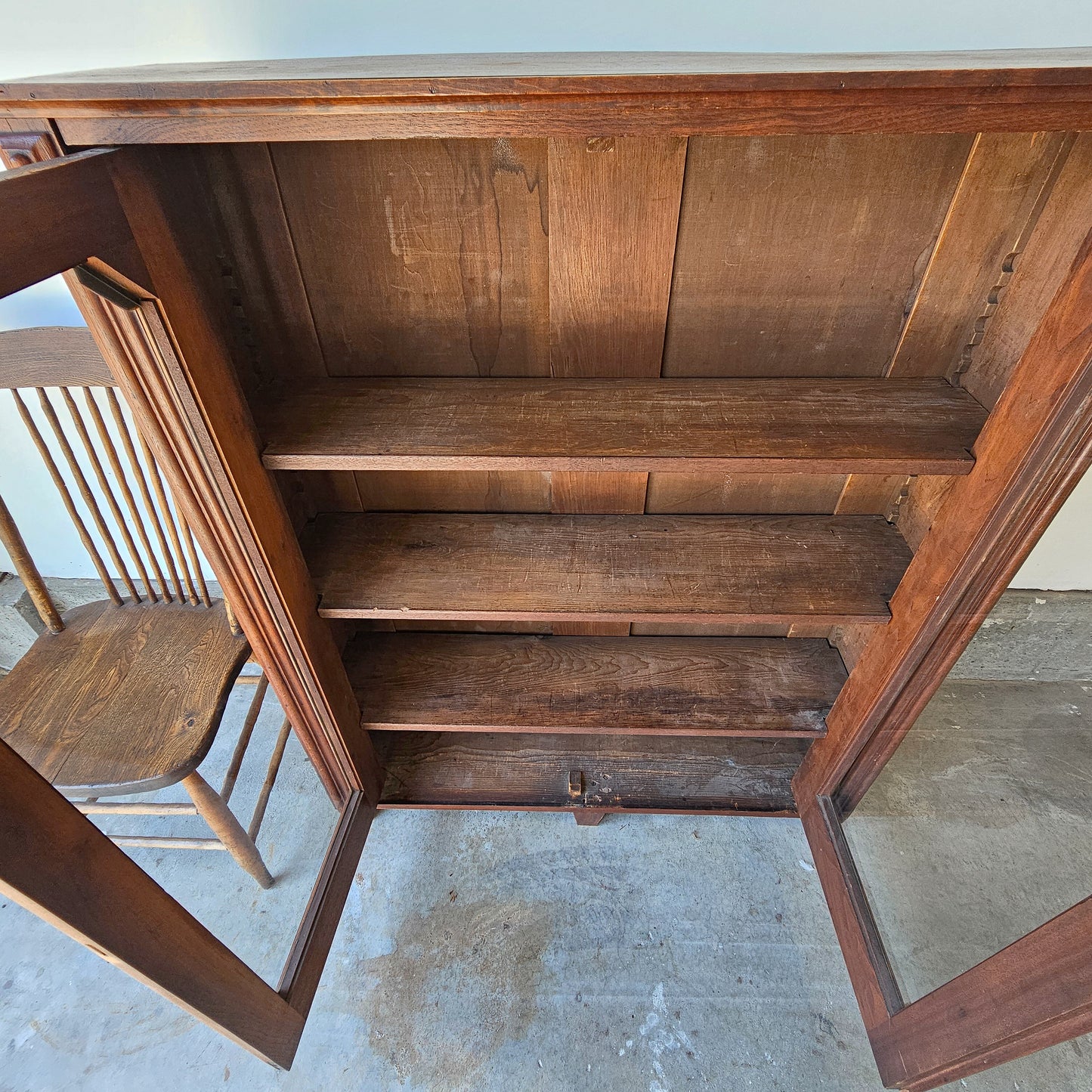 Antique Mahogany Glass-Front Bookcase