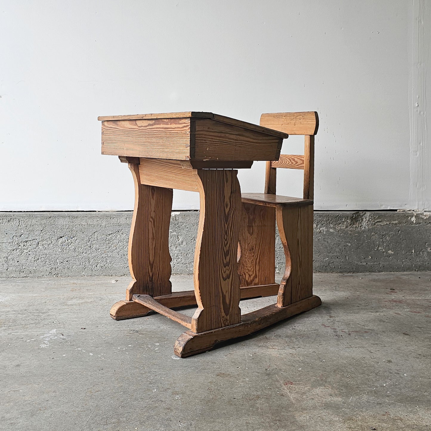 Antique pine children’s school desk