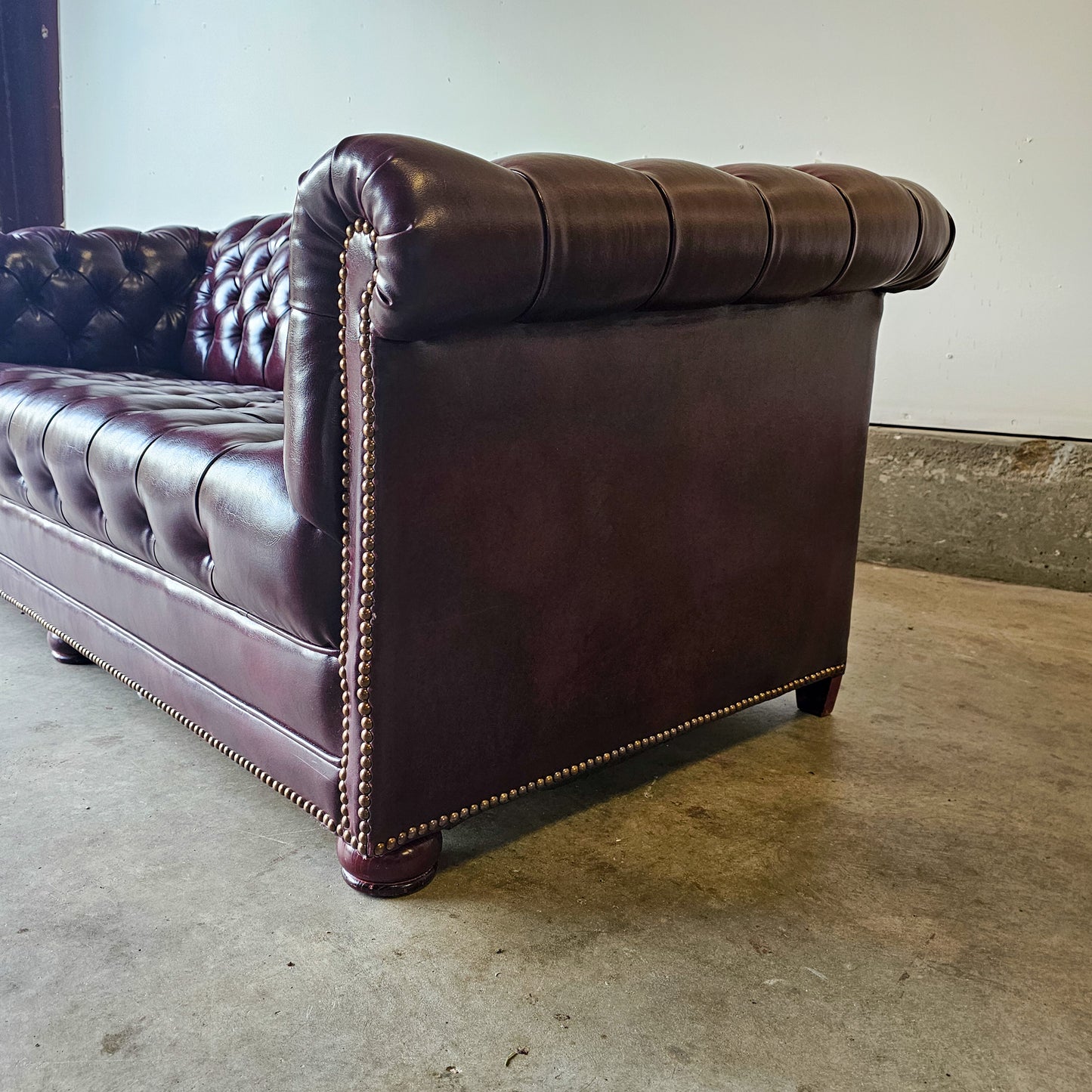 Vintage 1970's tufted chesterfield leather sofa