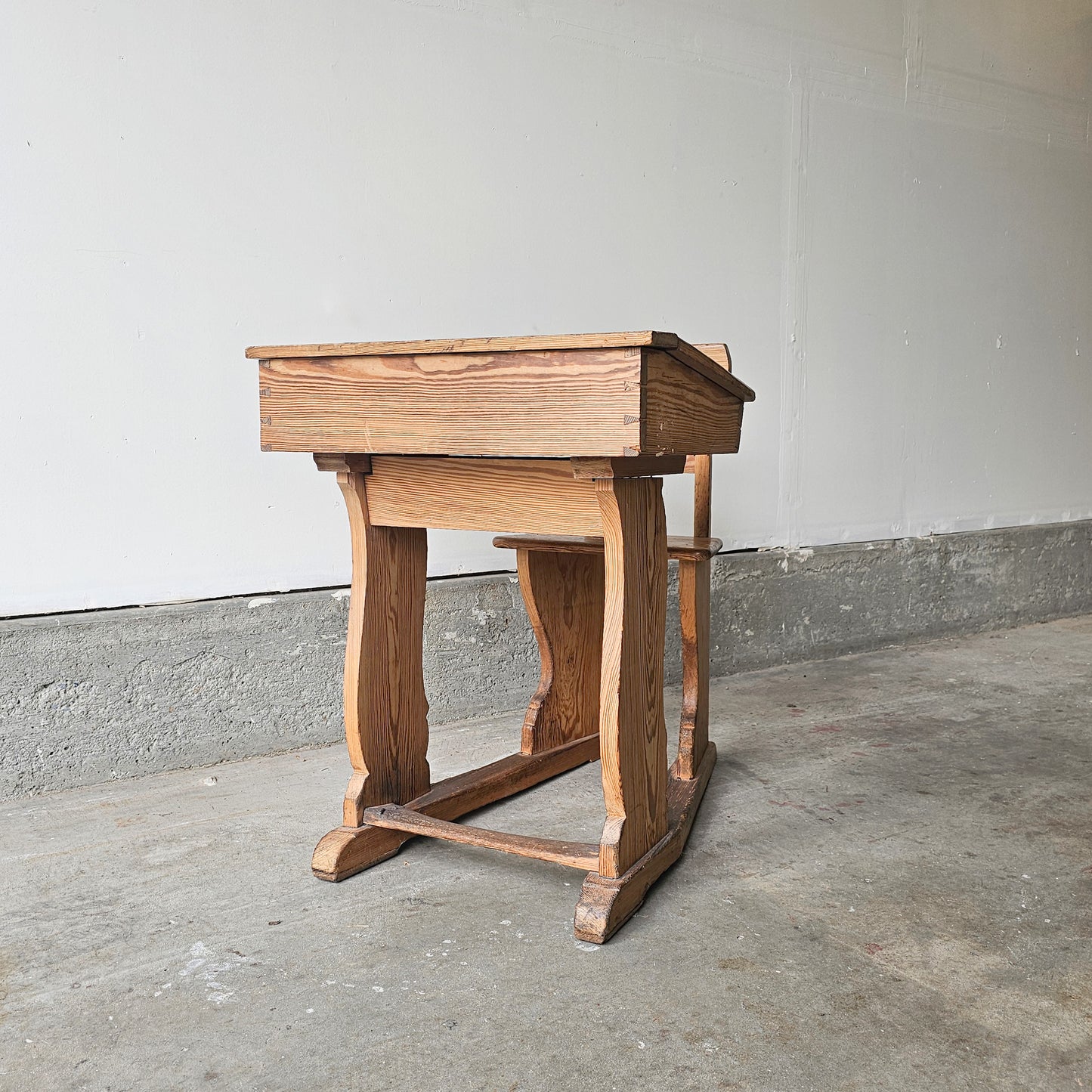 Antique pine children’s school desk