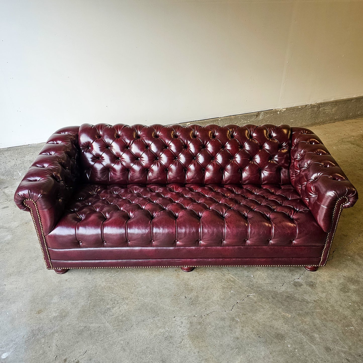 Vintage 1970's tufted chesterfield leather sofa