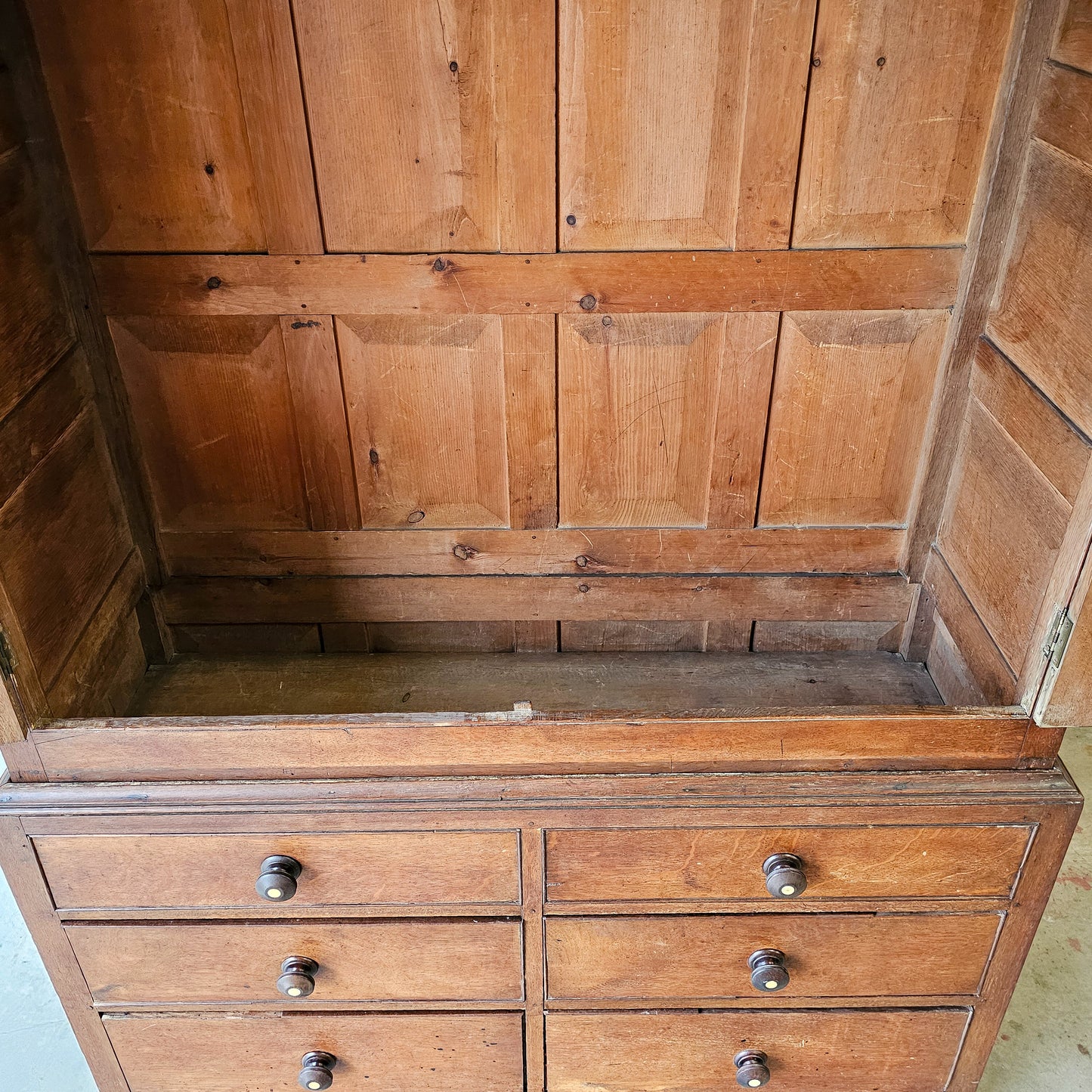 Antique Oak Cupboard Cabinet with Drawers