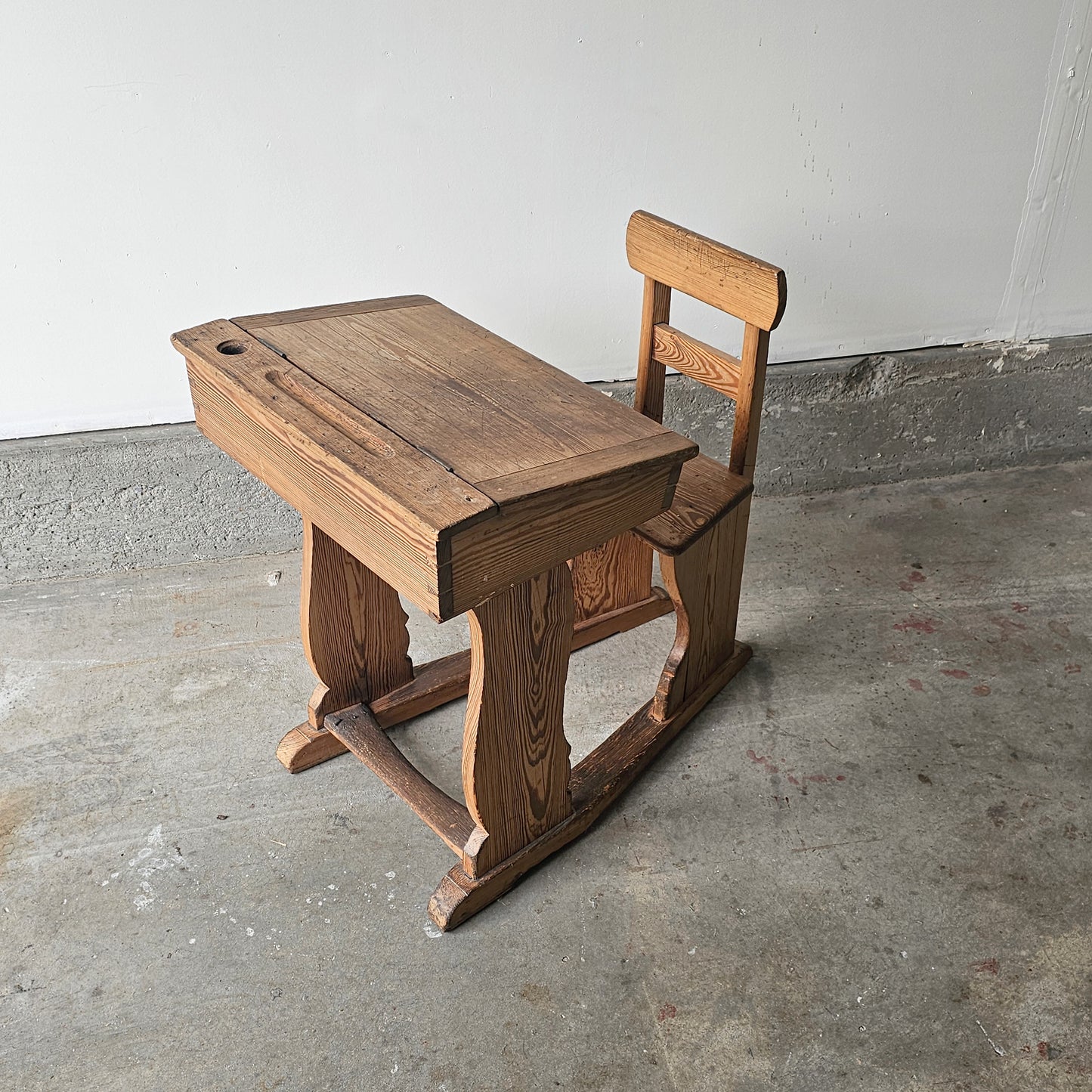 Antique pine children’s school desk