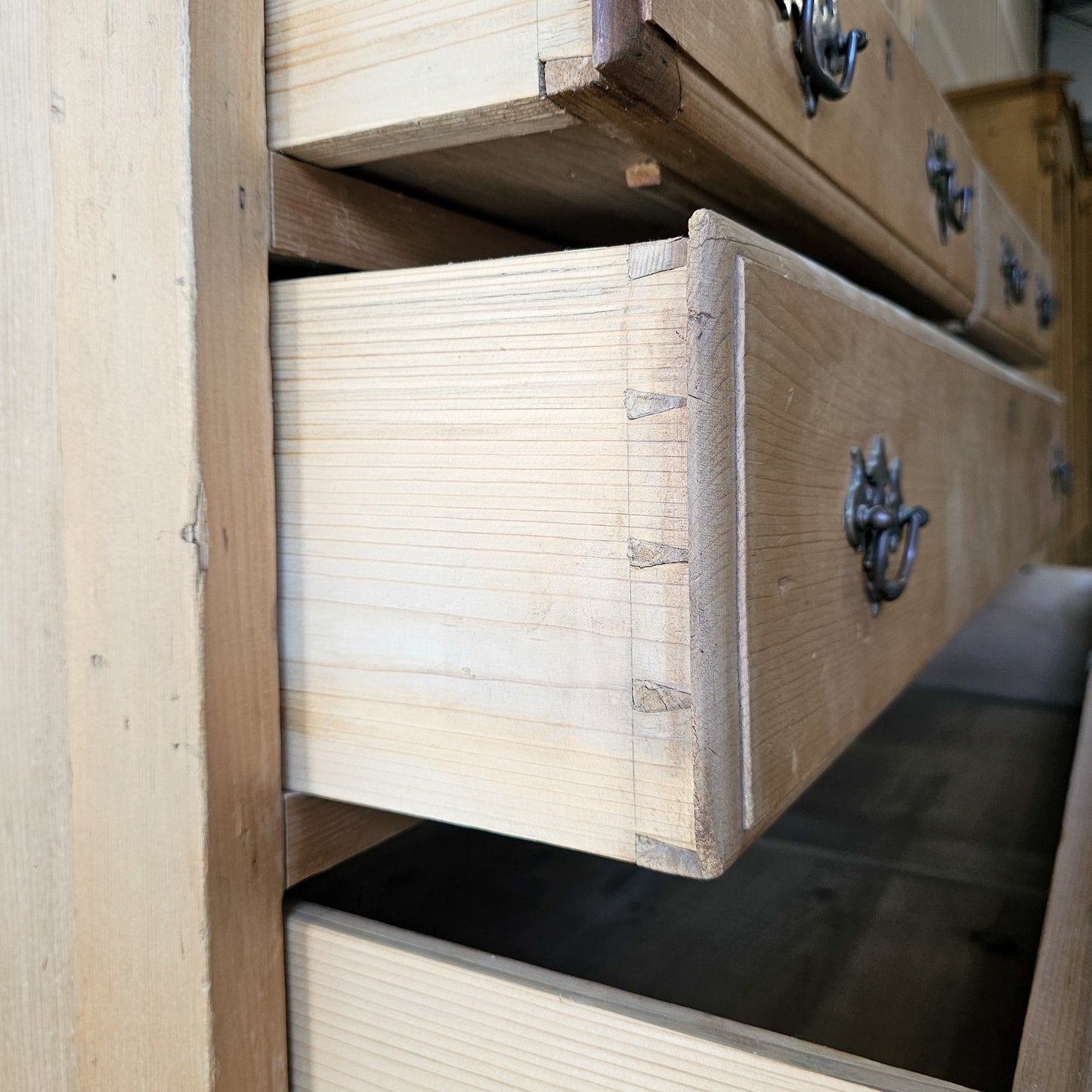 Antique pine linen press cabinet