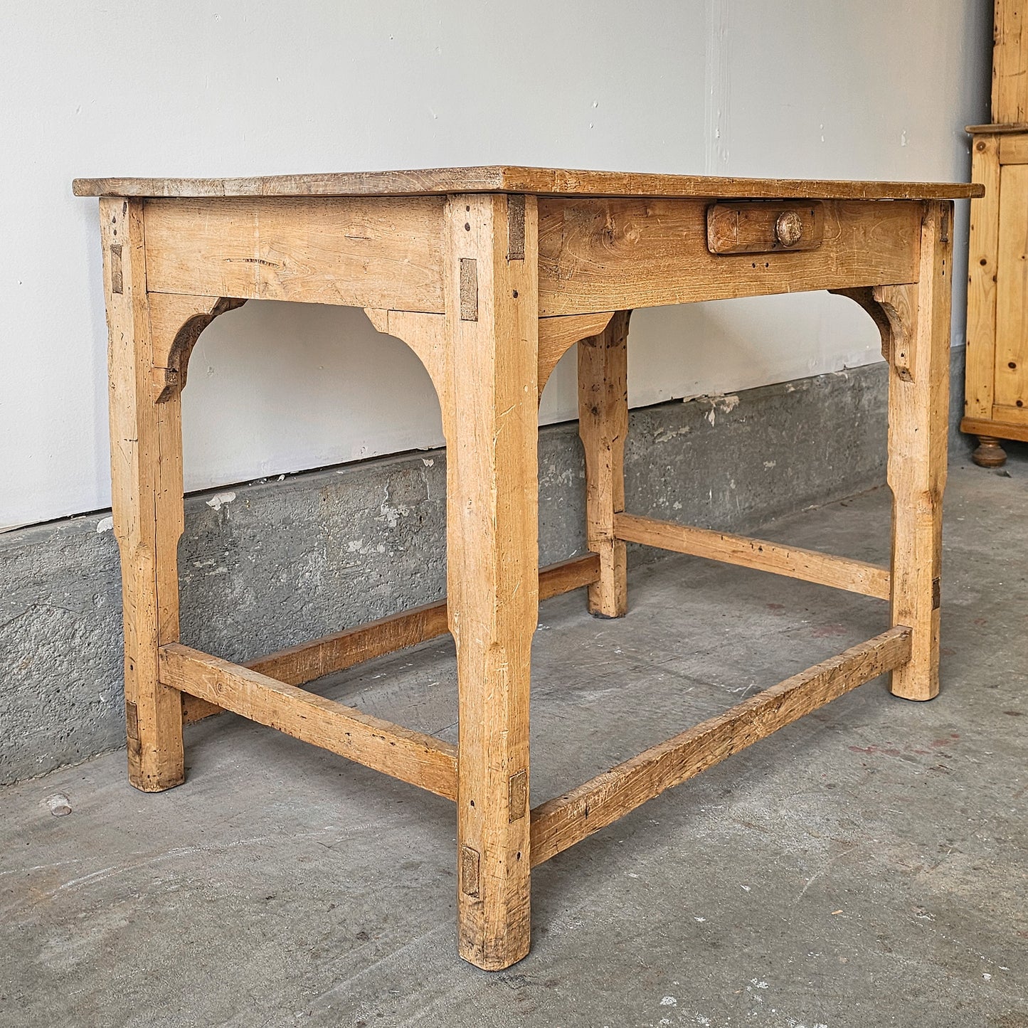 Small Antique English Pine Table with Drawer