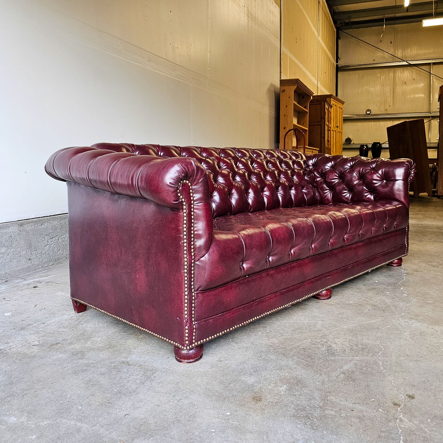 Vintage 1970's tufted chesterfield leather sofa