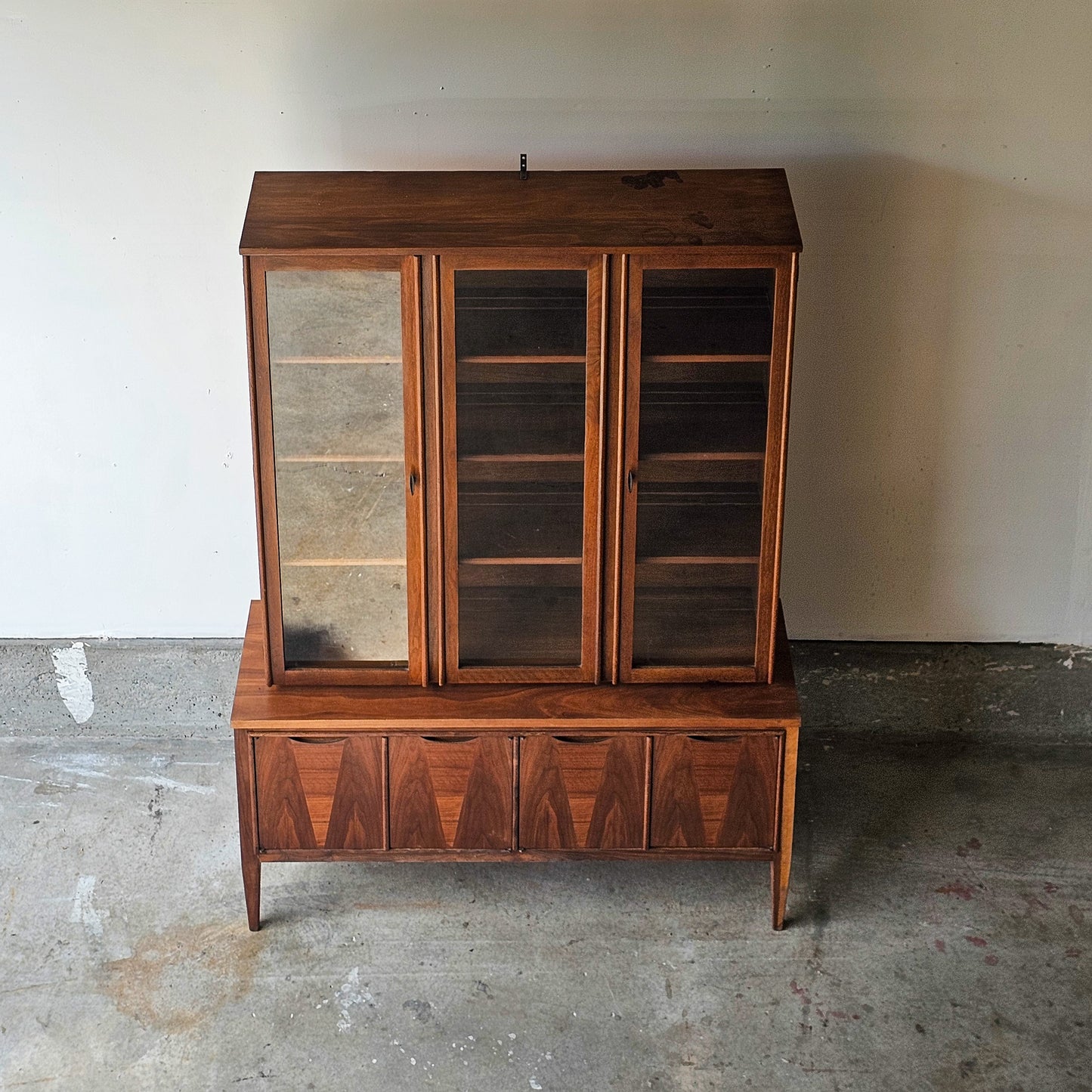 Vintage Mid-Century Modern two piece hutch