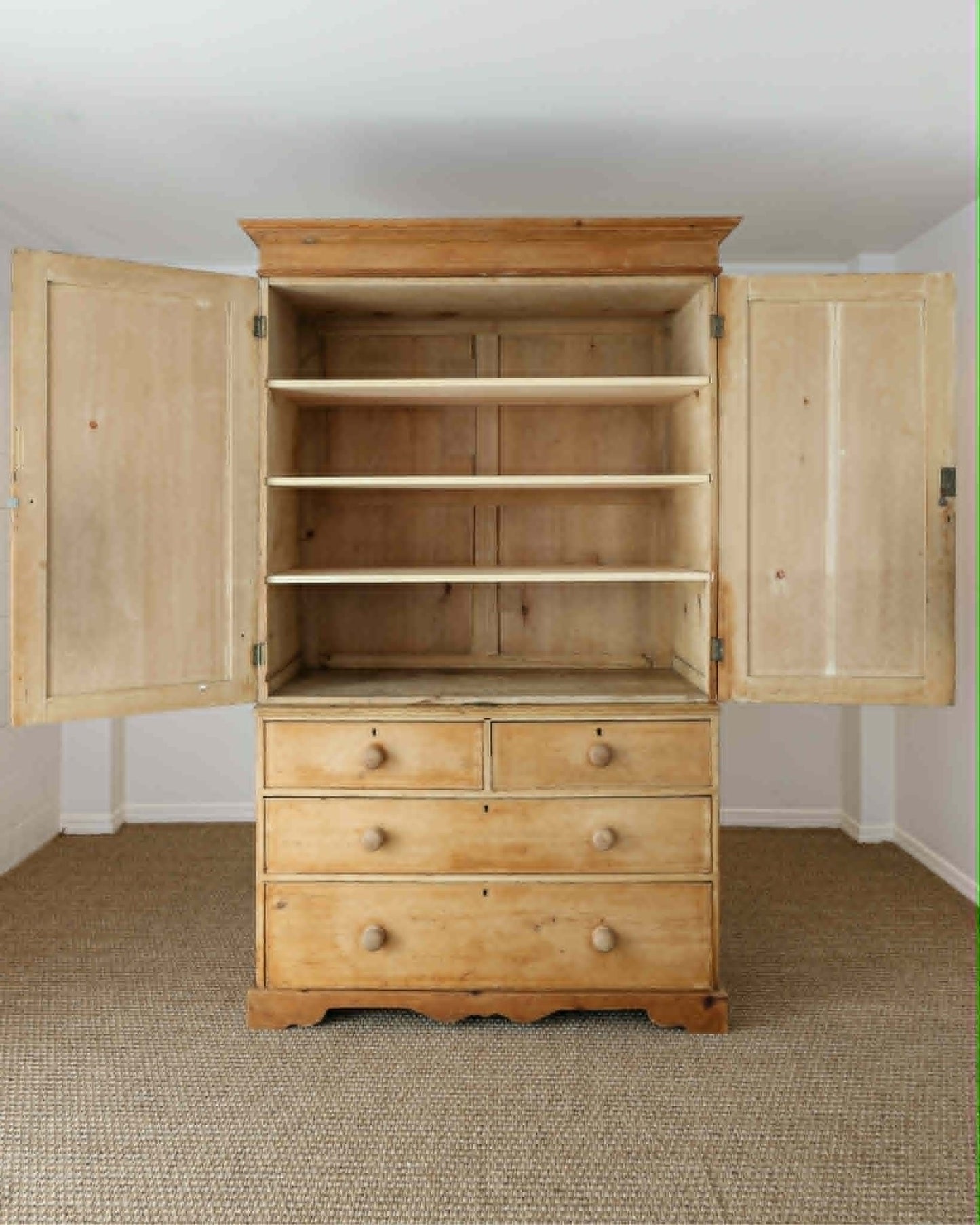 Antique English Pine Linen Press / Housekeeper’s Cupboard