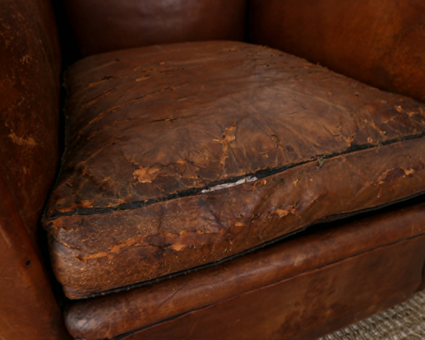 Pair of Antique French Leather Club Chairs - Circa 1920s