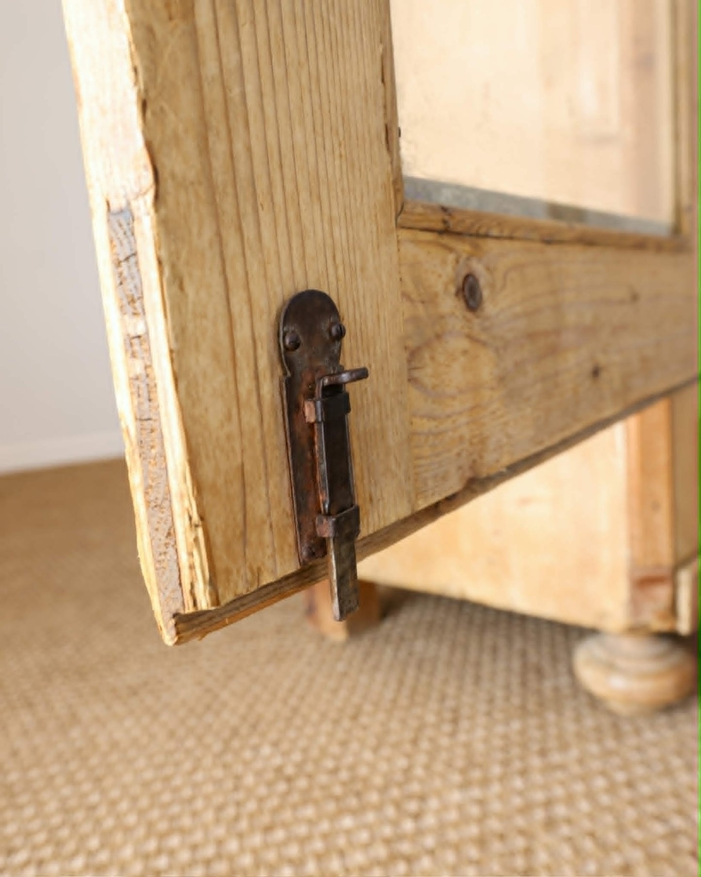 Antique English Pine Glazed Cabinet with Drawers - Circa 1860