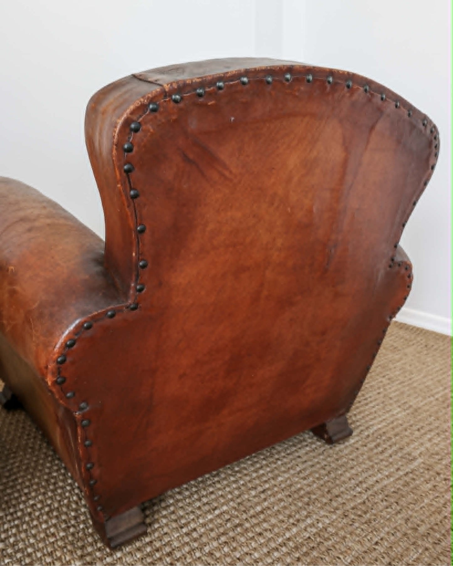 Pair of Antique French Leather Club Chairs - Circa 1920s