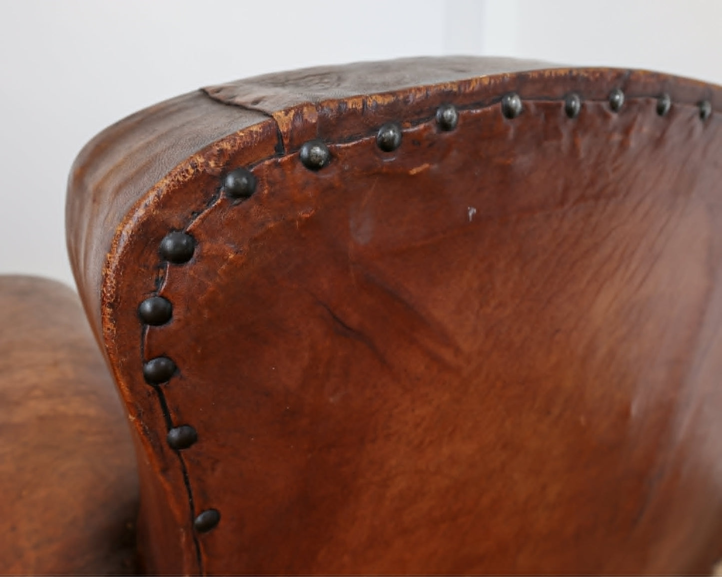 Pair of Antique French Leather Club Chairs - Circa 1920s