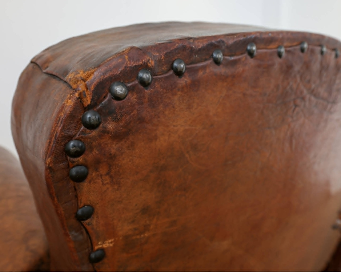 Pair of Antique French Leather Club Chairs - Circa 1920s