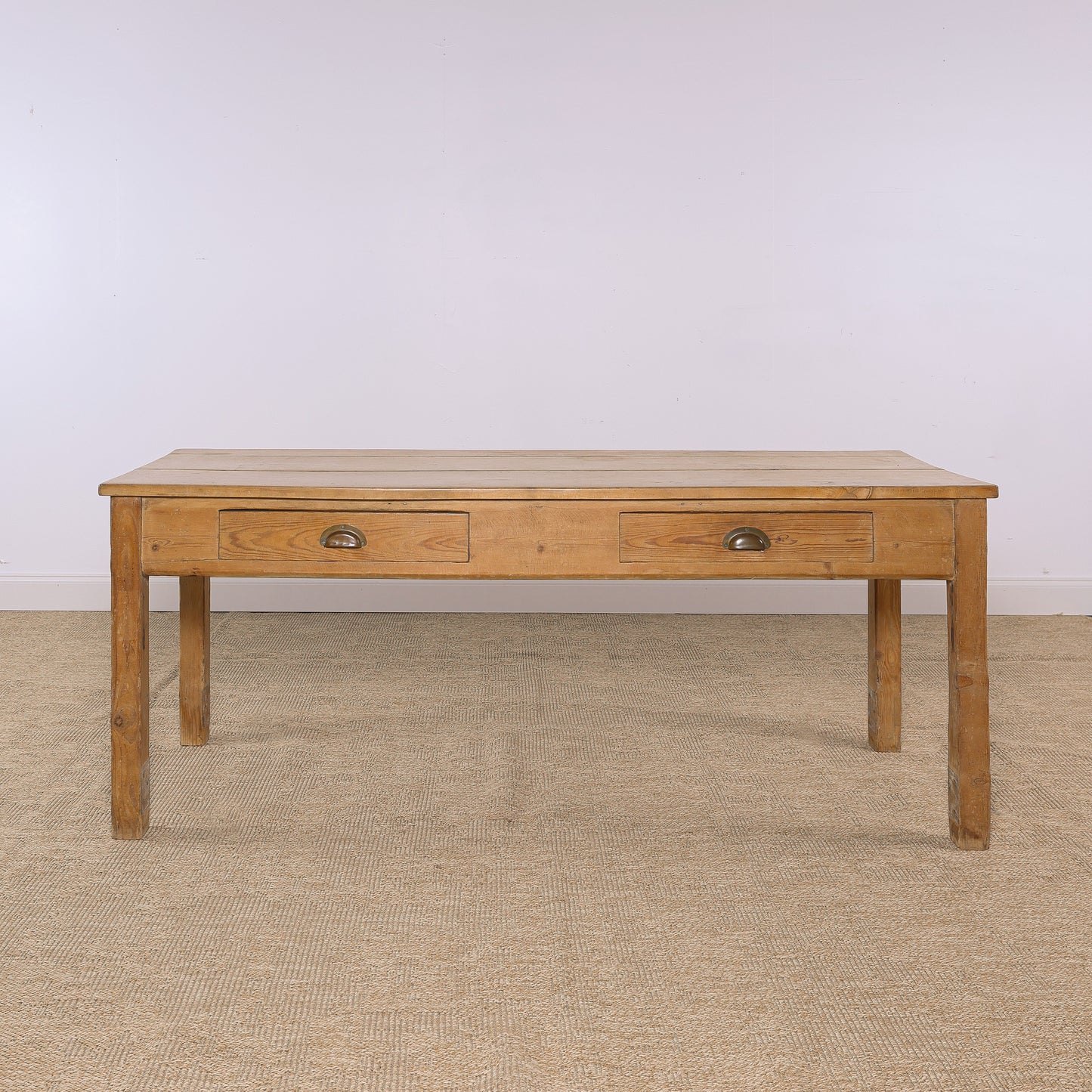 Antique Pine Farmhouse Table with Two Drawers | Circa 1880