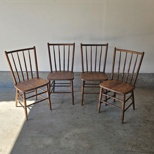 Vintage spindle back dining chairs - set of 4
