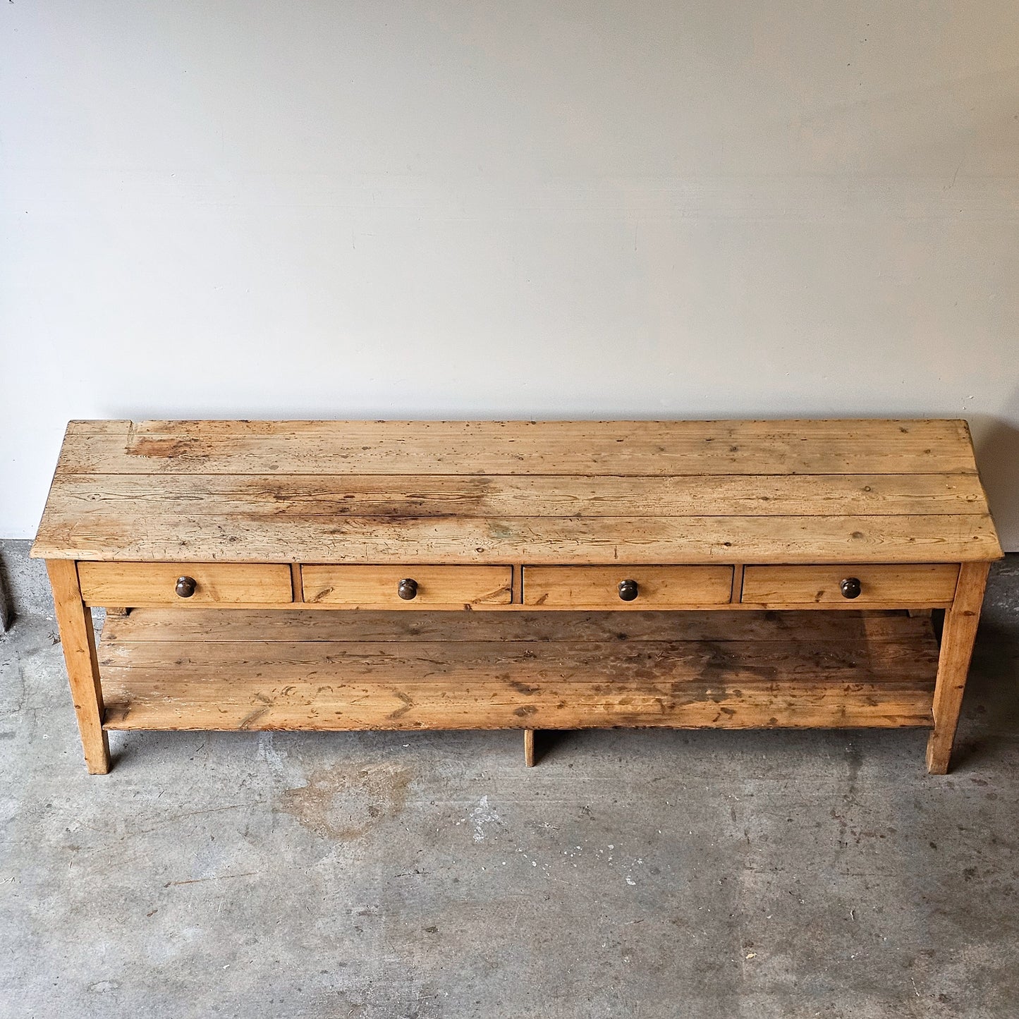 Antique English Pine Pot Board Dresser Base  - circa 1850