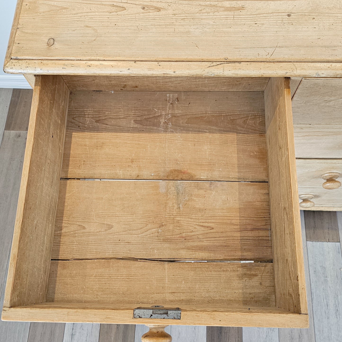 Antique English Bleached Pine Chest of Drawers (Dresser)- Circa 1870