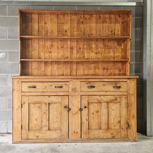 Antique English Pine Kitchen Hutch or Dresser - Circa 1890