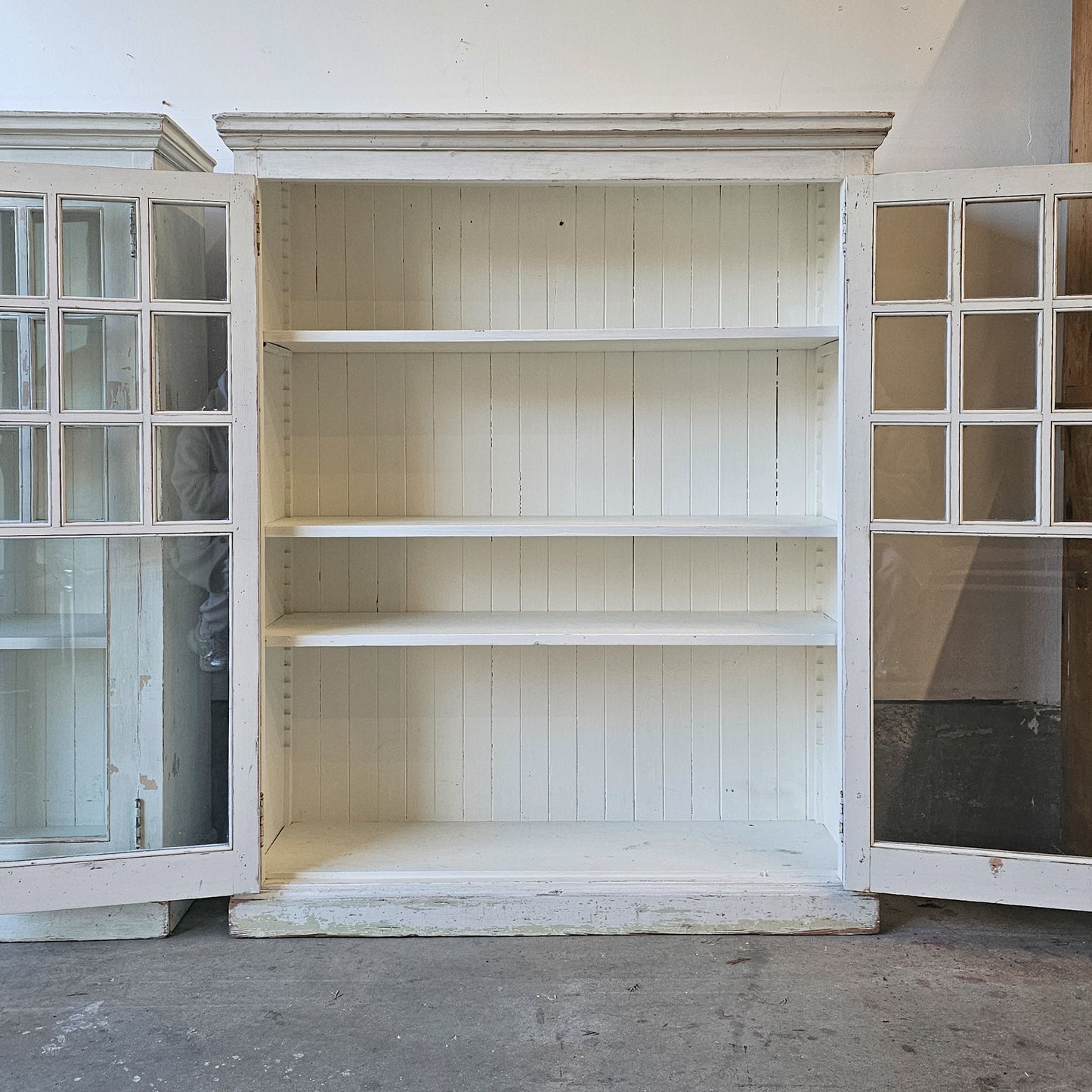 Pair of Antique Painted Fir Wood Display Cabinets - Circa early 1900's
