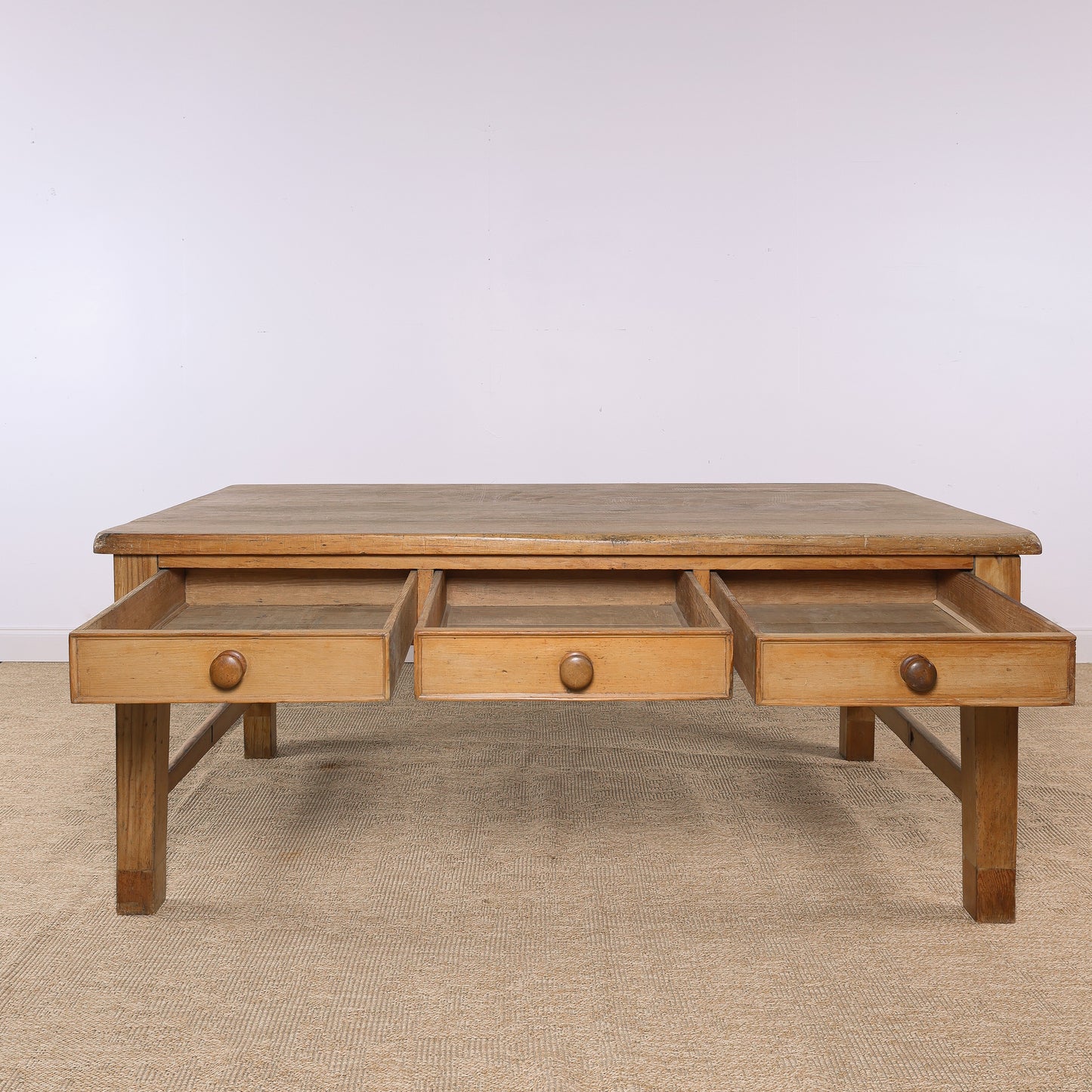 Antique English Pine Three-Drawer Farmhouse Table | Circa 1870
