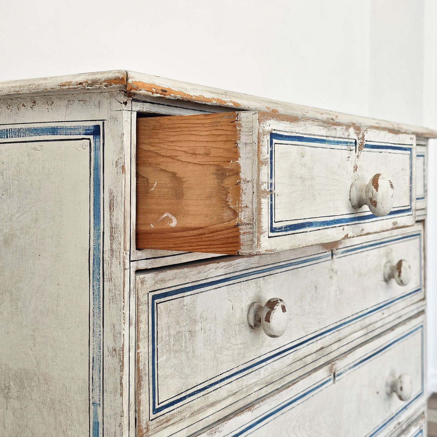 Antique English Pine Painted Dresser - Circa 1880