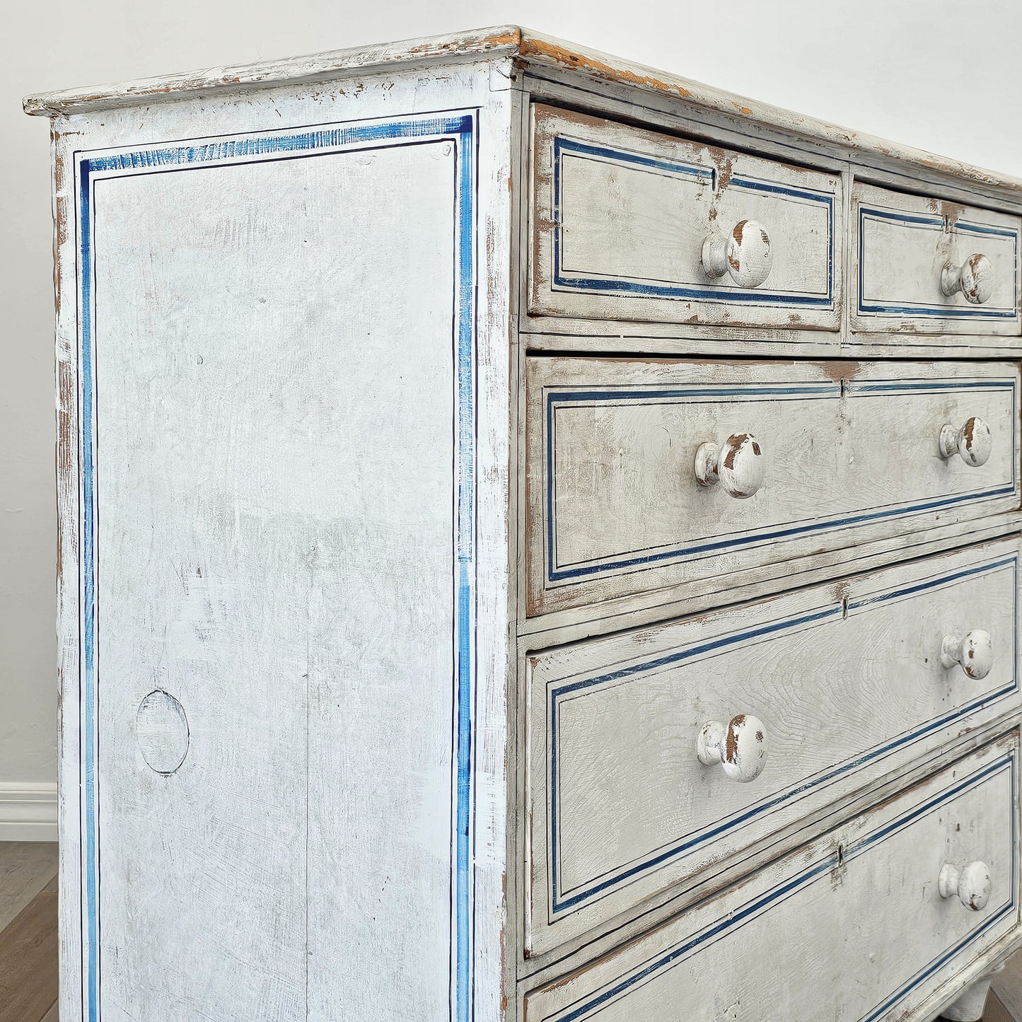 Antique English Pine Painted Dresser - Circa 1880