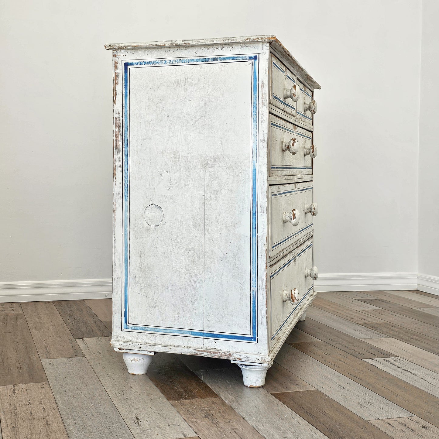 Antique English Pine Painted Dresser - Circa 1880