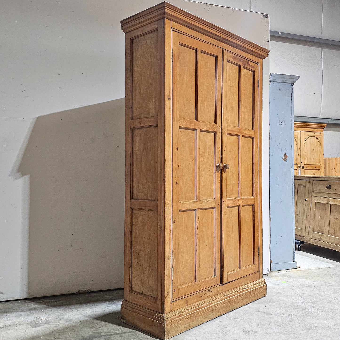 Antique English Honey Pine Linen Cabinet - Circa 1890