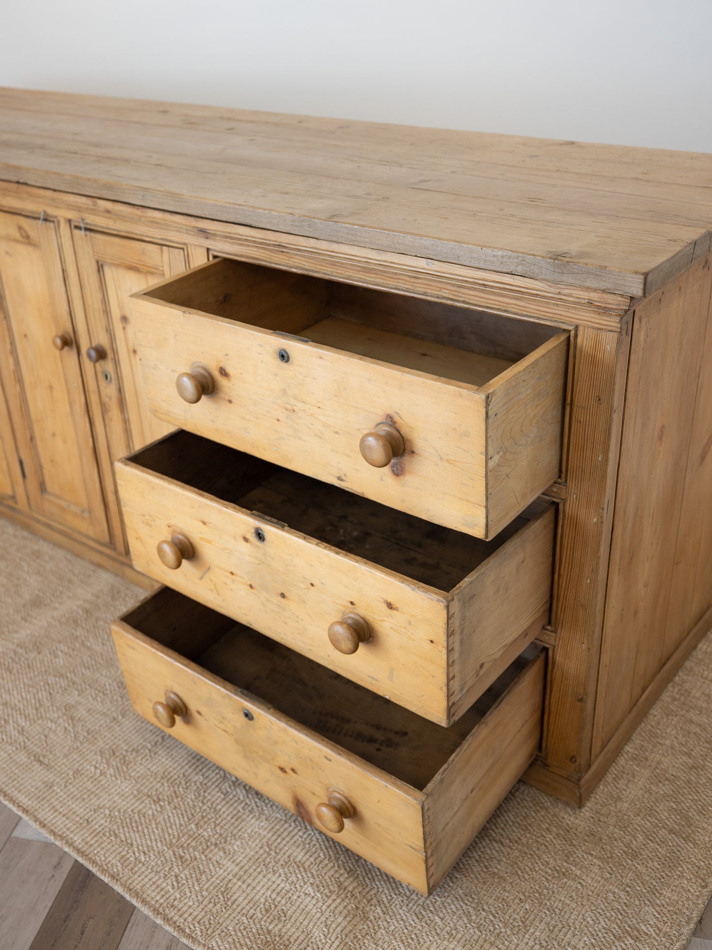 Stately Antique English Pine Sideboard Kitchen Island -
Circa 1870